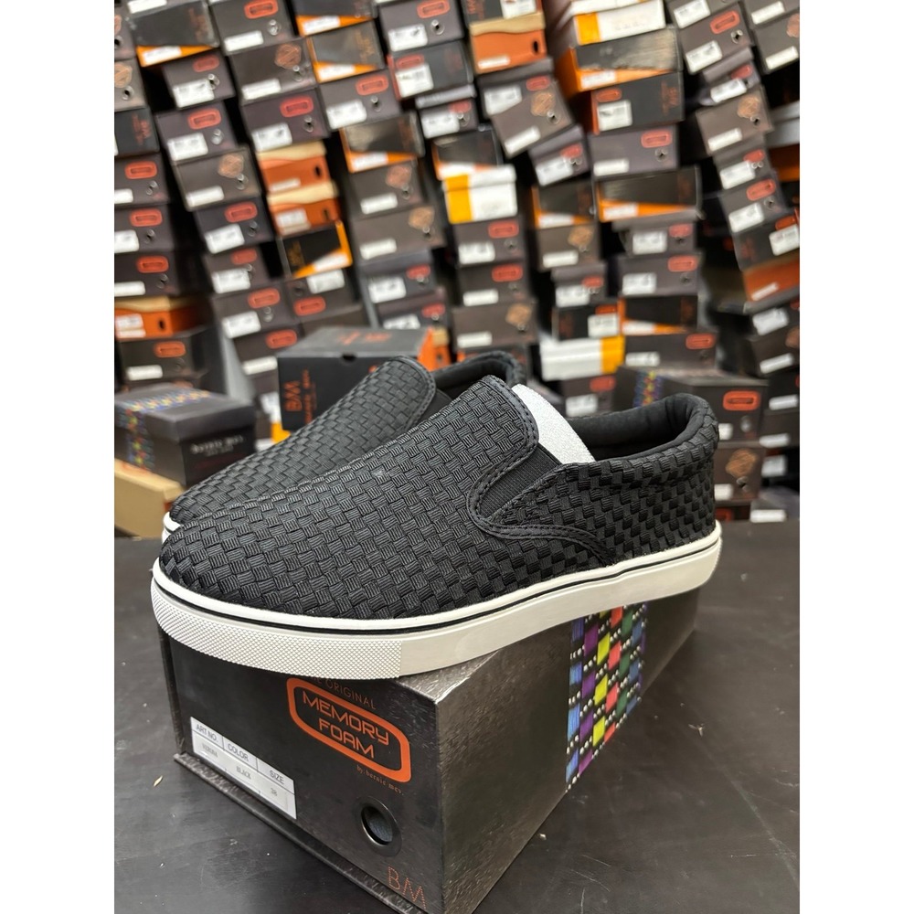 Bernie Mev Verona Black Woven Slip On Sneakers Womens Size 38 US 7.5-8